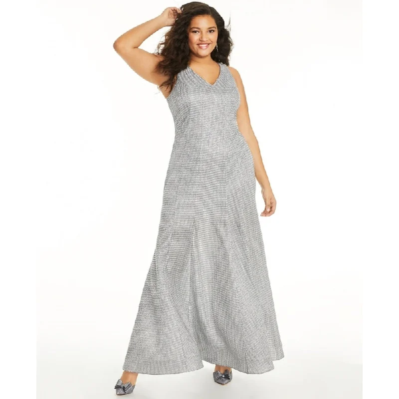 Personalized Design Sequin Hearts Women's Trendy Plus Size Glitter-Knit Mermaid Gown Silver Size 14 Personalized Design Sequin Hearts Women's Trendy Plus Size Glitter-Knit Mermaid Gown Silver Size 14