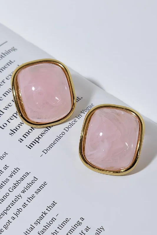 Luxury and fashionable GOLD PLATED RESIN EARRINGS - PINK