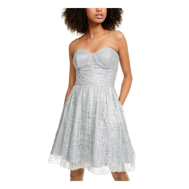 Effortless Comfort Blondie Nites Women's Sleeveless Above the Knee Fit Flare Evening Dress Gray Size 5
