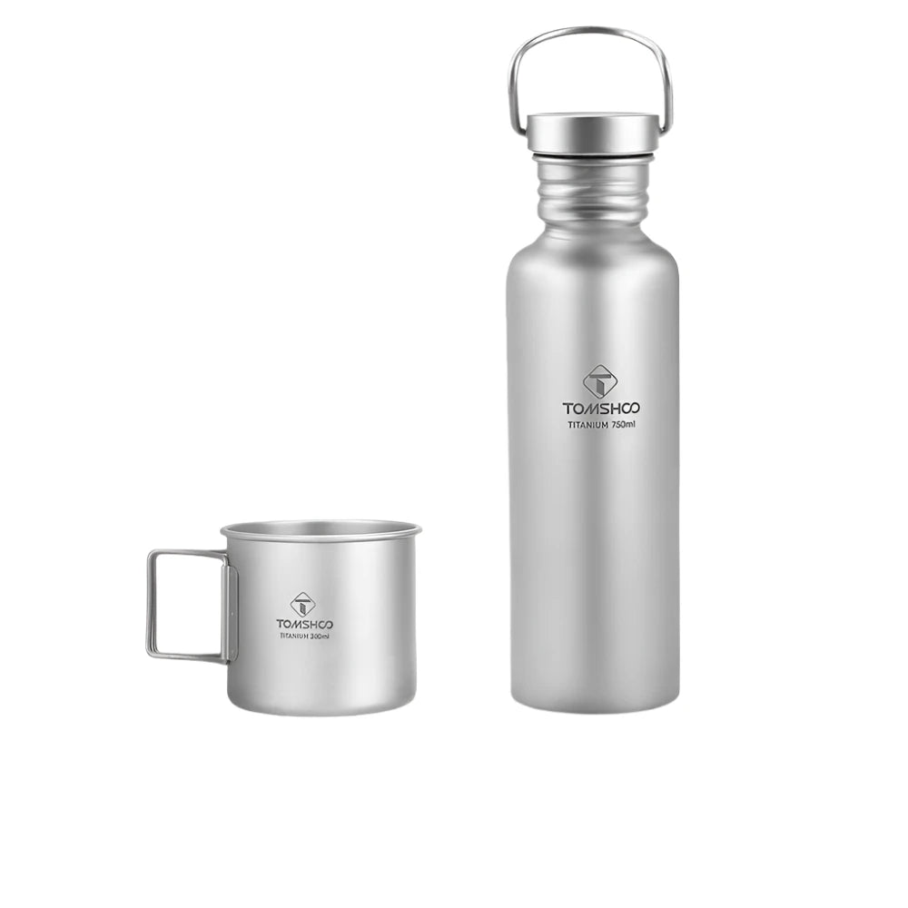 Celebrity Style TOMSHOO Full Titanium Water Bottle Ultralight Drinking Bottle for Outdoor Camping Hiking Cycling Accessories 2022 New