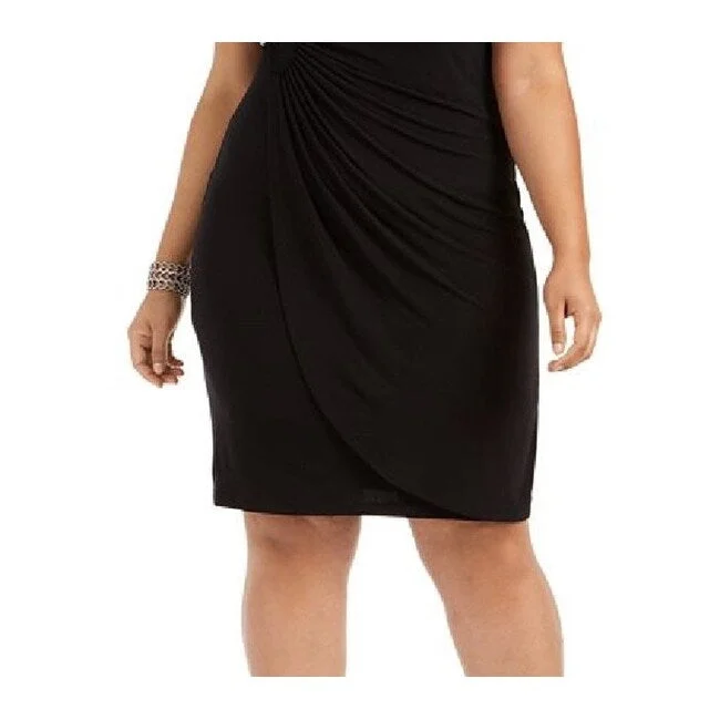Lively And Youthful Connected Women's Plus Lace Top Sheath Dress Silver Size 14W
