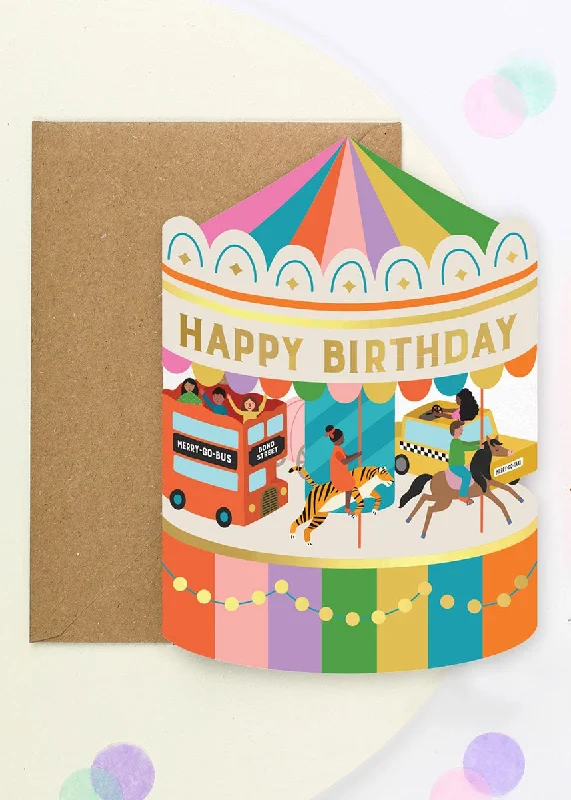 Outdoor Trend Fairground Carousel Birthday Card