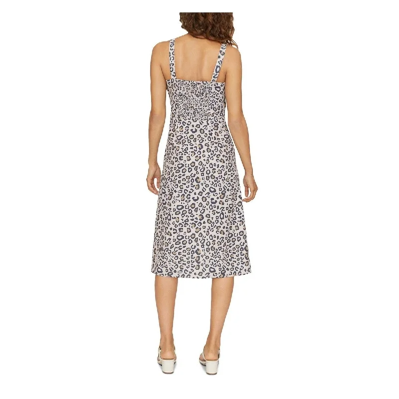 Elegant Wear Sanctuary Women's Animal Print Sleeveless Fit Flare Dress Beige Size 0