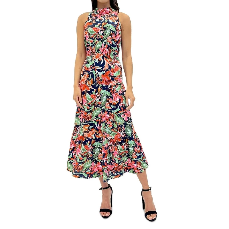 Casual Comfort Sam Edelman Women's Floral Halter Neck Midi Dress Blue Size 8