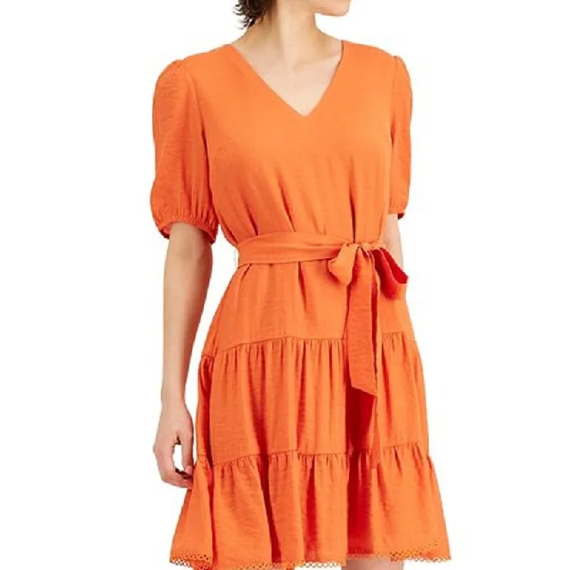 Romantic And Sweet Inc International Concept Women's Tiered V Neck A Line Dress Red Size X-Small