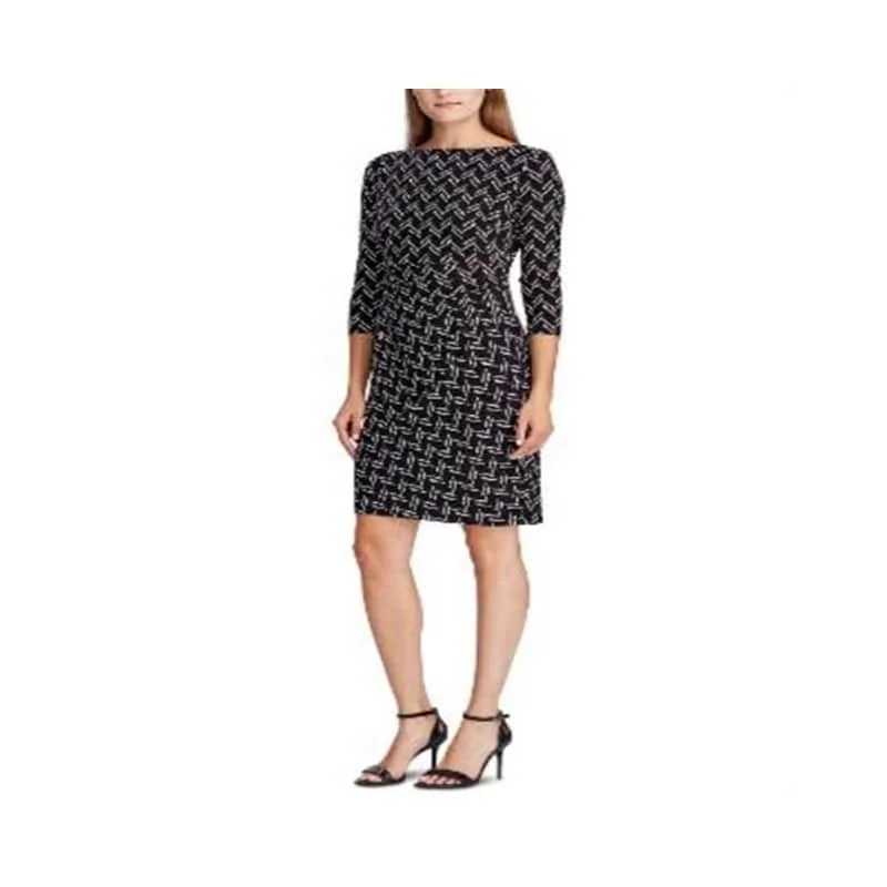 Retro Fashion Ralph Lauren Women's Print Jersey Dress Black Size 2 P