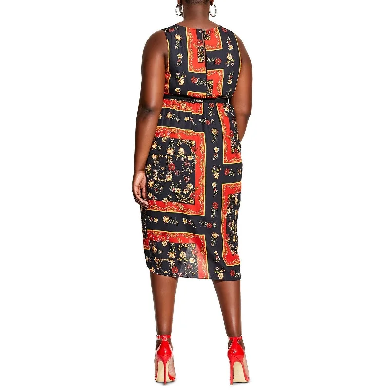 Elegant Series City Chic Women's Trendy Plus Printed Scarf Dress Black Size 18W