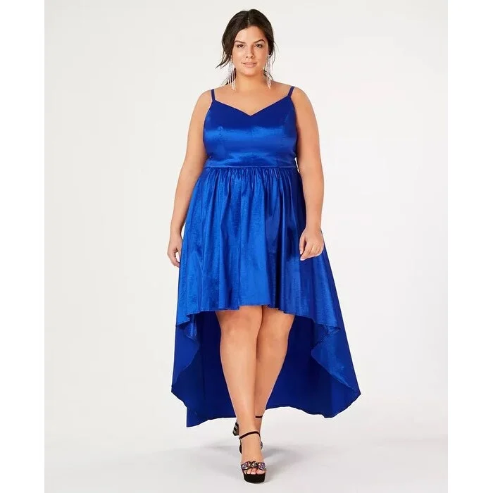 Personalized Design B Darlin Women's Trendy Plus Size High-Low Dress Blue Size 14