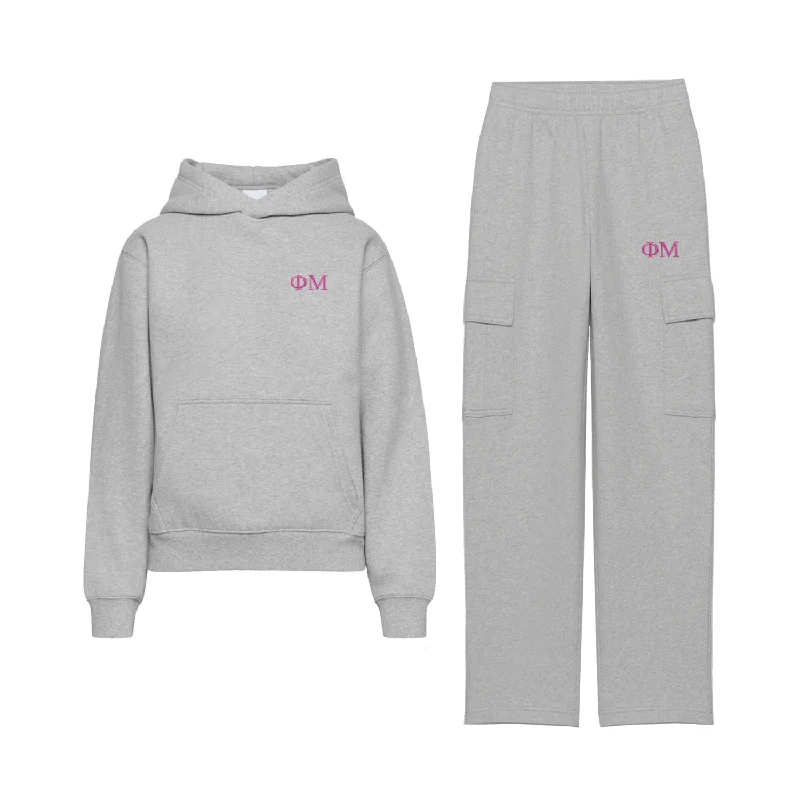 Fashion Style Phi Mu Fave Fit Fleece Cargo Hoodie Set