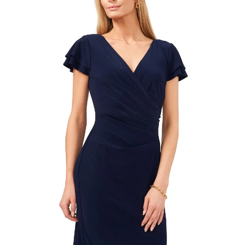Design Trend MSK Women's Surplice Sheath Dress Blue Size Medium