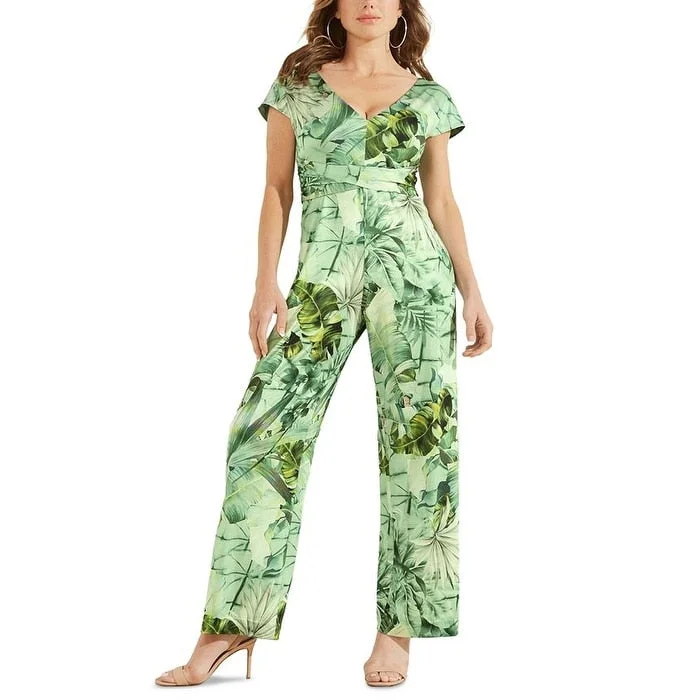 Single item design GUESS Women's Candice Tropical Print Jumpsuit Green Size Small
