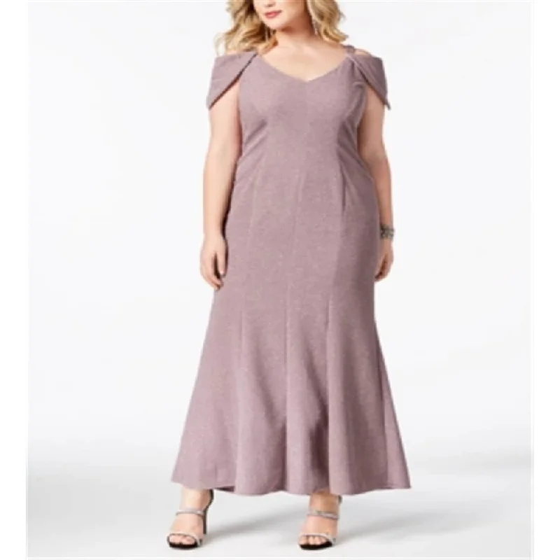 New Design Morgan & Company Women's V Neck Plus Evening Dress Brown Size 16W