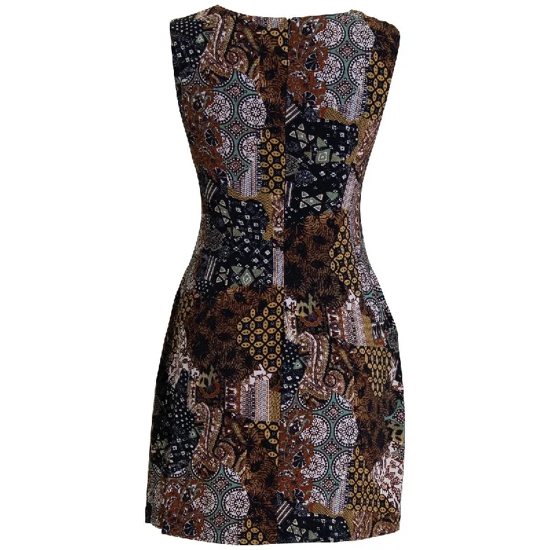 Exquisite Fabrics Connected Women's Multi Print Dress Brown Size 6 Petite