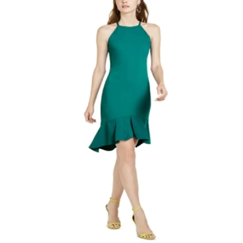 Basic Comfort Trina Turk Women's Flounce Hem Halter Dress Green Size 2