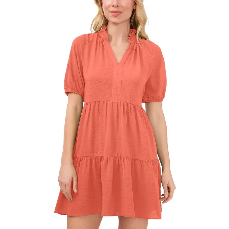 Fashionable Items CeCe Women's Tiered V Neck Babydoll Dress Orange Size Small