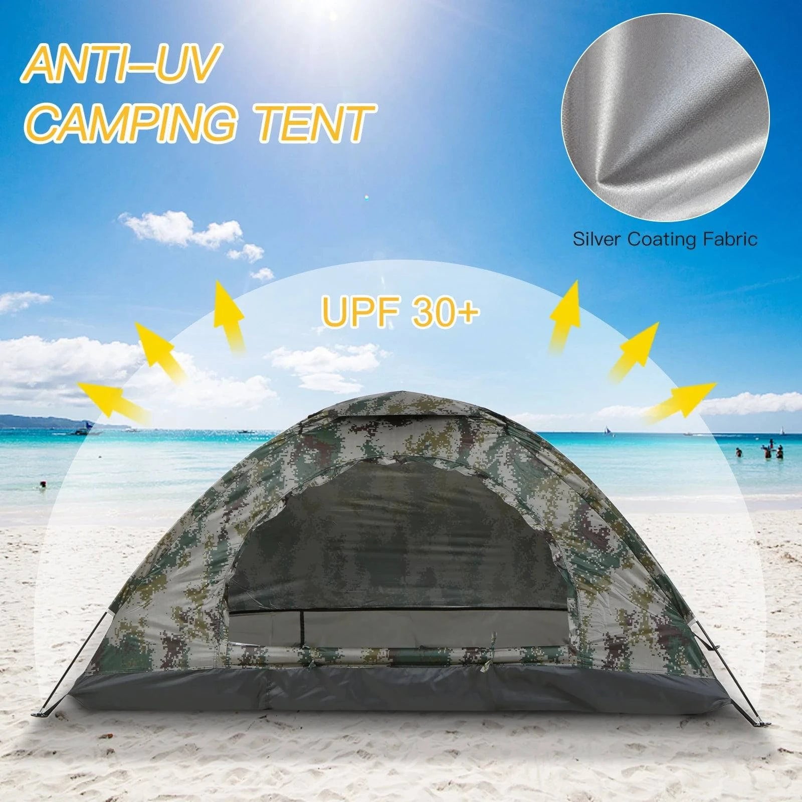 Effortless Style Outdoor Camping Tent Travel Ultralight Beach Tent Mesh Net Waterproof Anti-UV Awning with Roof Shield for Fishing Hiking Picnic