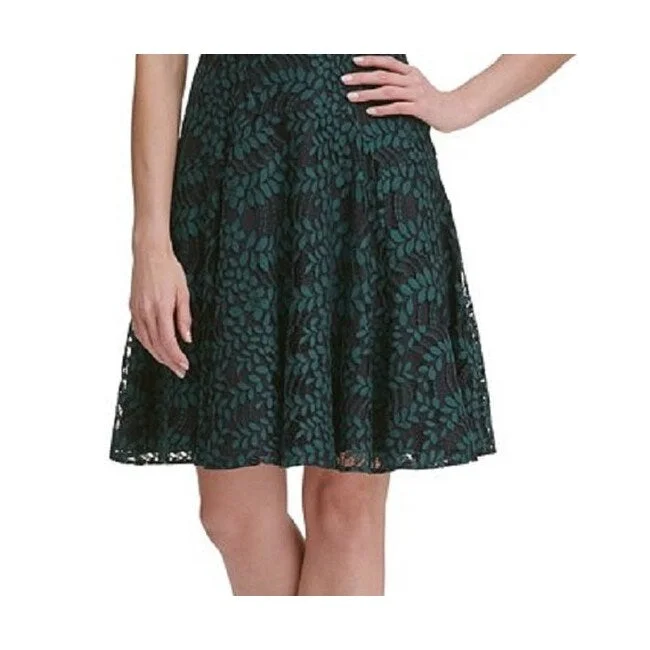 Fashion Selection Tommy Hilfiger Women's Embroidered Floral Sleeveless Jewel Neck Above The Knee Party Sheath Dress Green Size 4