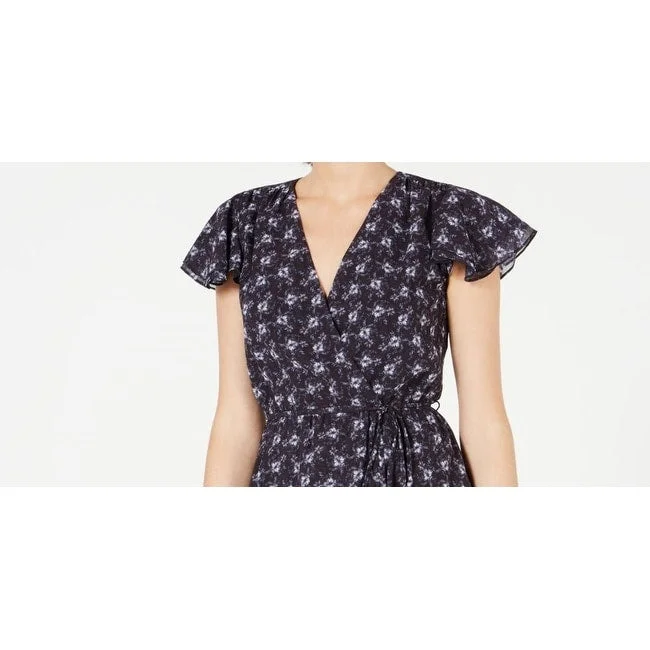 Practical Style French Connection Women's Agata Flutter-Sleeve Faux-Wrap Dress Blue Size 4 Practical Style French Connection Women's Agata Flutter-Sleeve Faux-Wrap Dress Blue Size 4