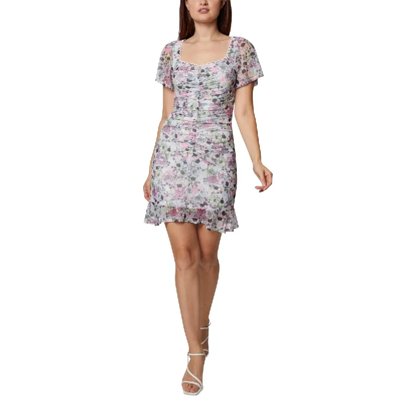 High-waisted pants style BCBGeneration Women's Ruched Mesh Mini Dress Pink Size 8