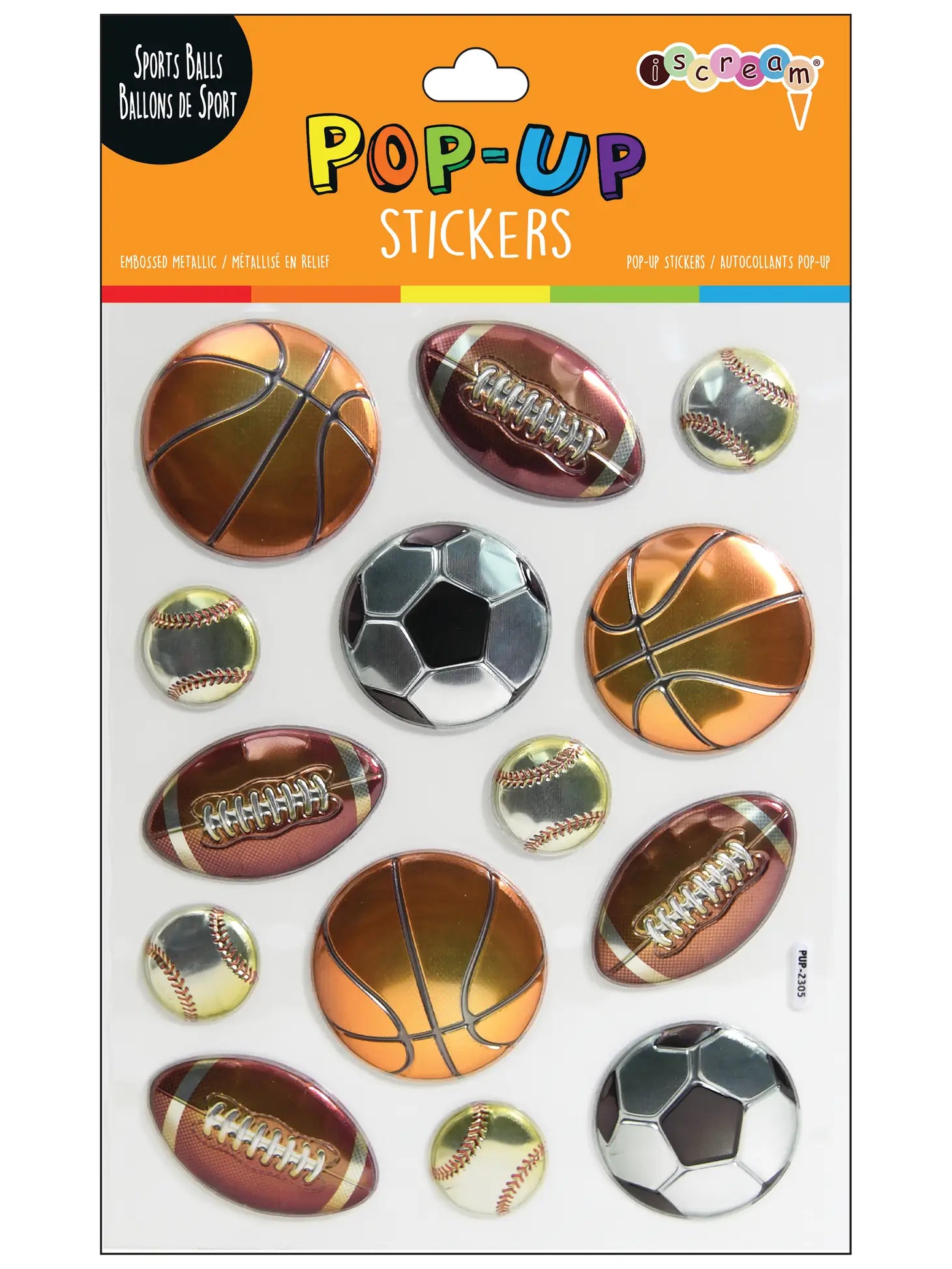 Stretch Design Iscream Sports Balls Pop Up Stickers