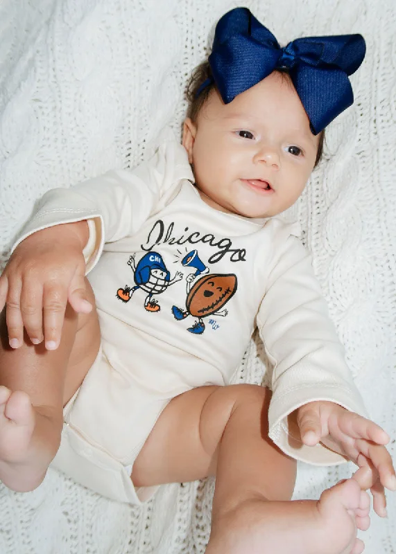 Fresh Comfort Chicago Game Day Buddies Long Sleeve Onesie - Natural