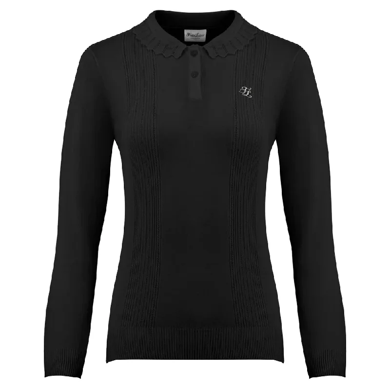 Alice style Fairliar Wave Collar Knit Golf Sweater Black - FW24 Women