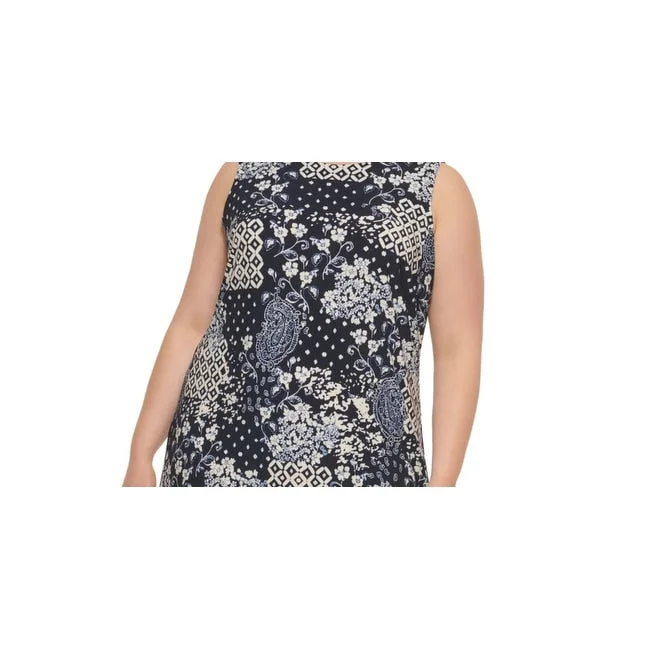 British Style Tommy Hilfiger Women's Bali Patchwork Sheath Dress Black Size Plus