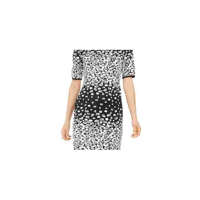 Street Fashion Style Taylor Women's Crew Neck Short Sleeve Bodycon Zipper Back Scuba Double Knit Dress Black Size 10
