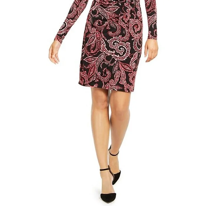 Mid-length Style Thalia Sodi Women's Chain Detail Wrap Dress Black Size Xx-Large