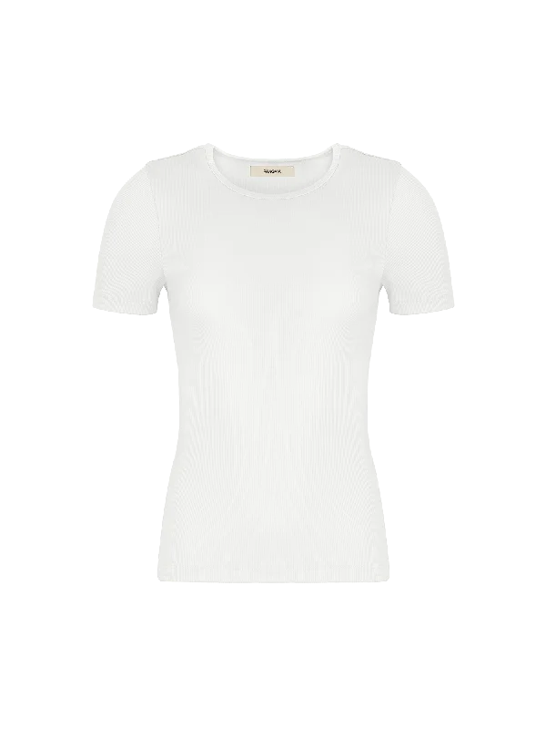 Cozy Outfit Women's 365 Lightweight Rib T-Shirt—off-white