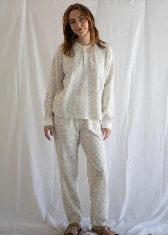 Elegant Style Grace Floral Print Thermal Lounge Set - Blush