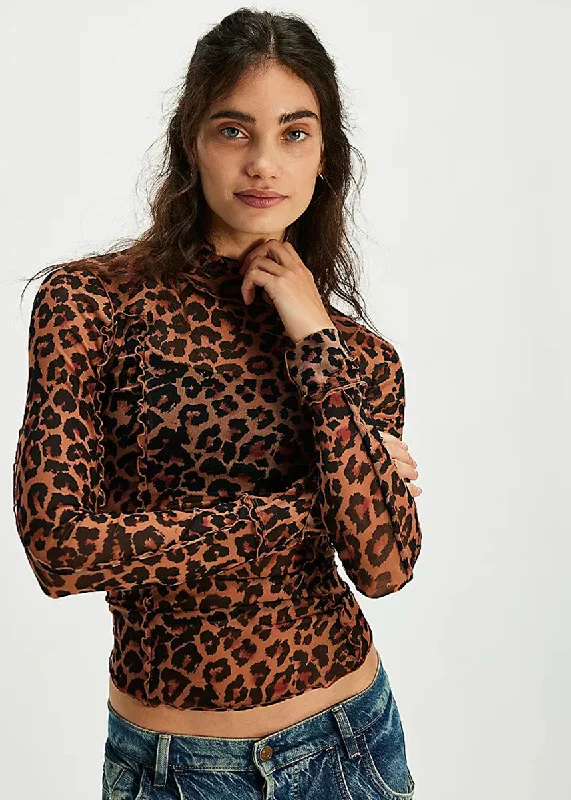 Printed Patterns Charlie Printed Mesh Top - Cats Meow