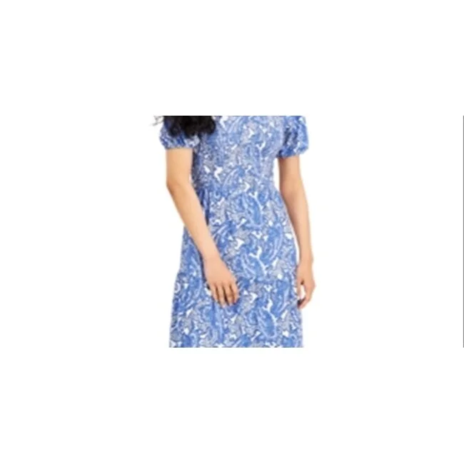Sexy Fun Michael Kors Women's Paisley Smocked Midi Dress Blue Size Large