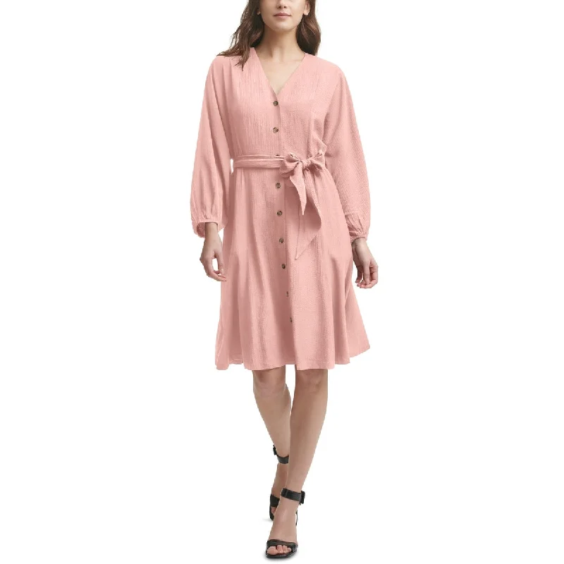 Dynamic Fashion Calvin Klein Women's Belted A Line Dress Orange Size 8