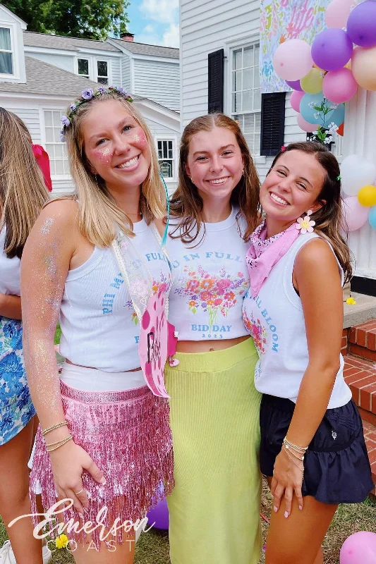 British Style Phi Mu In Full Bloom Bid Day Baby Tank
