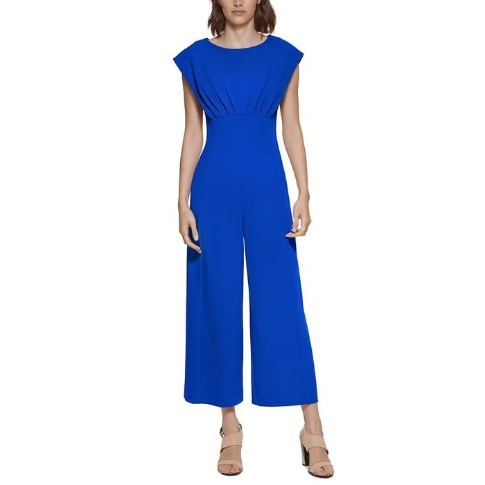 Retro Literary Style Calvin Klein Women's Cap Sleeve Jumpsuit Blue Size 4