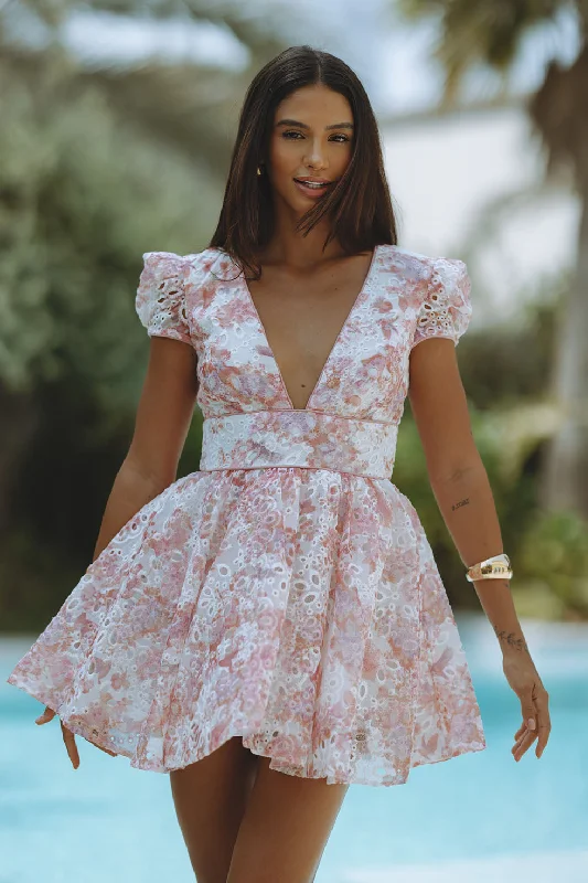 Elegant Style TAMARIN BRODERIE MINI DRESS - PINK FLORAL