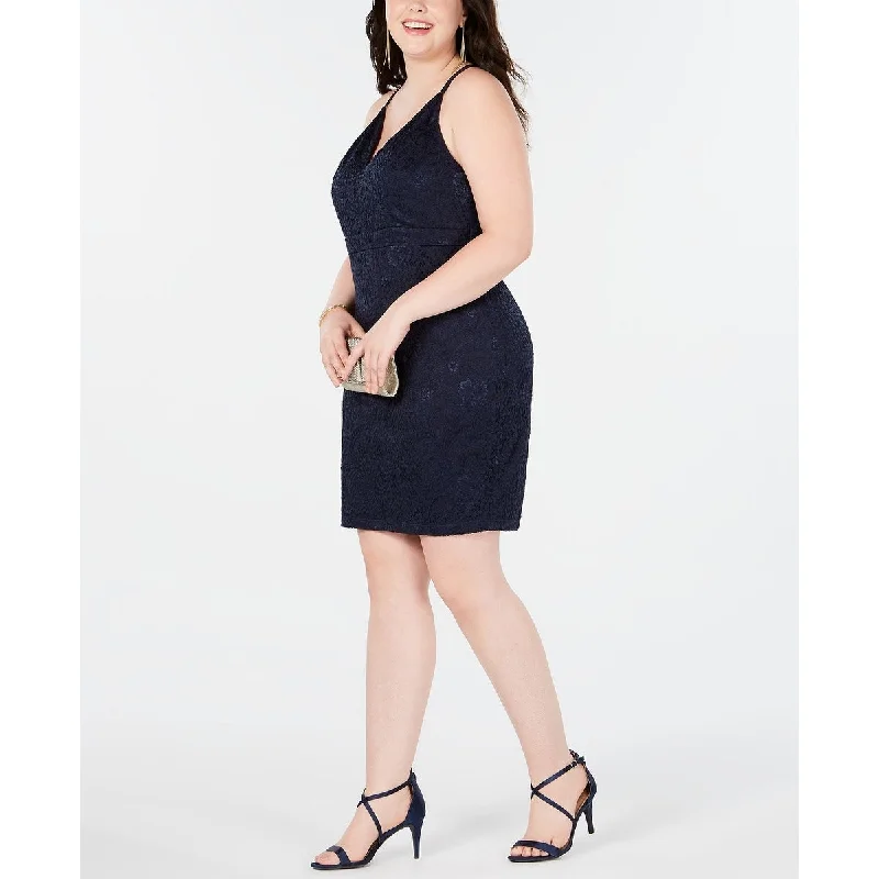 High-quality Design Emerald Sundae Women's Plus Lace Racerback Bodycon Dress Blue Size -2X