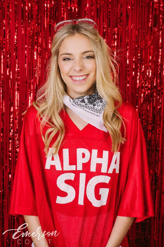 Mid-length Style Alpha Sigma Alpha Football Bid Day Jersey