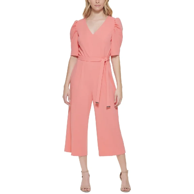 British Style Tommy Hilfiger Women's Puffed Sleeve Jumpsuit Pink Size 4