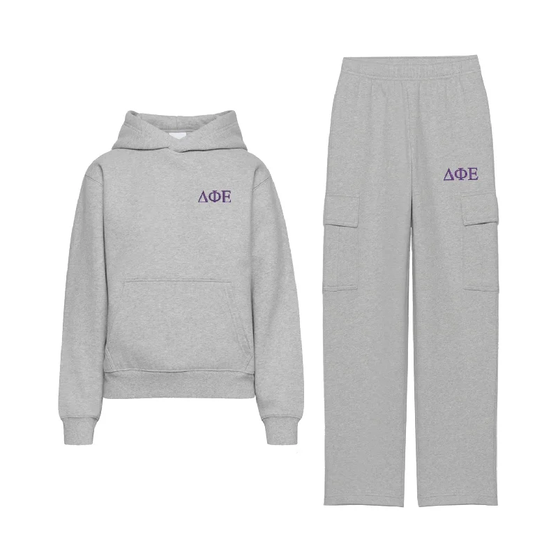 Casual And Casual Delta Phi Epsilon Fave Fit Fleece Cargo Hoodie Set