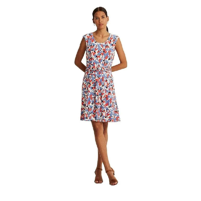 Avant-garde Design Ralph Lauren Women's Floral Jersey Dress Blue Size 16
