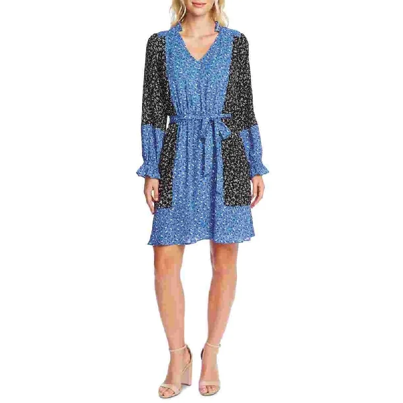 Elegant And Casual Cece Women's Floral Print V Neck Casual Dress Grey Size Small