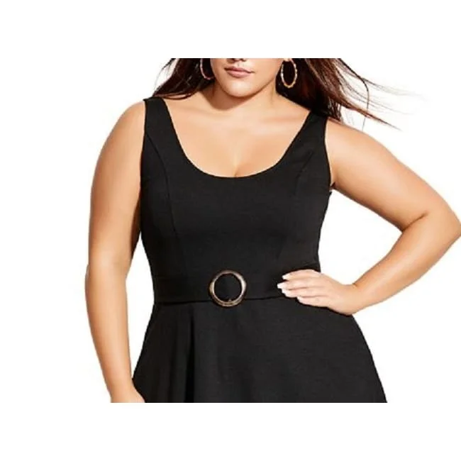 Noble Temperament City Chic Women's Fit & Flare Dress Black Size X-Small