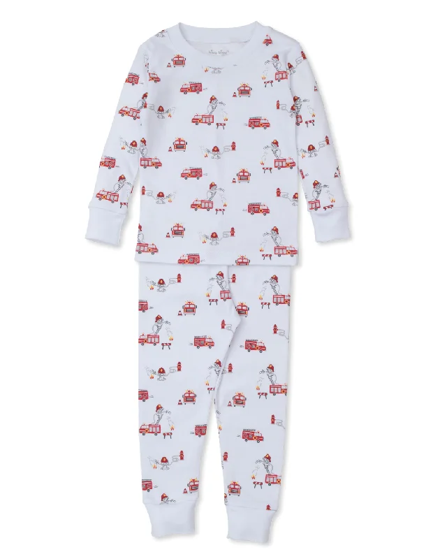 Exquisite Embroidery Kissy Kissy Snugfit Pajama Set in Firetruck Fun
