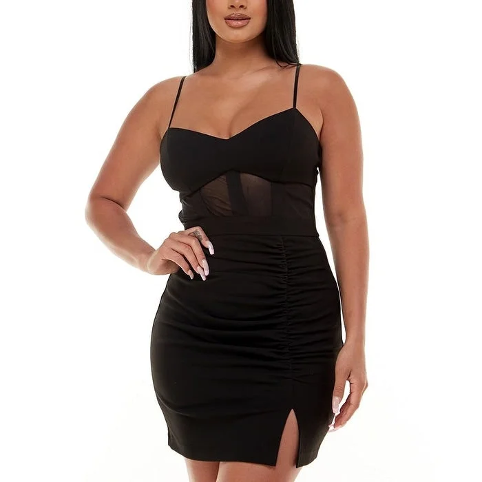 Preview New Products LNL Women's Ruched Sweetheart Neck Corset Minidress Black Size Medium