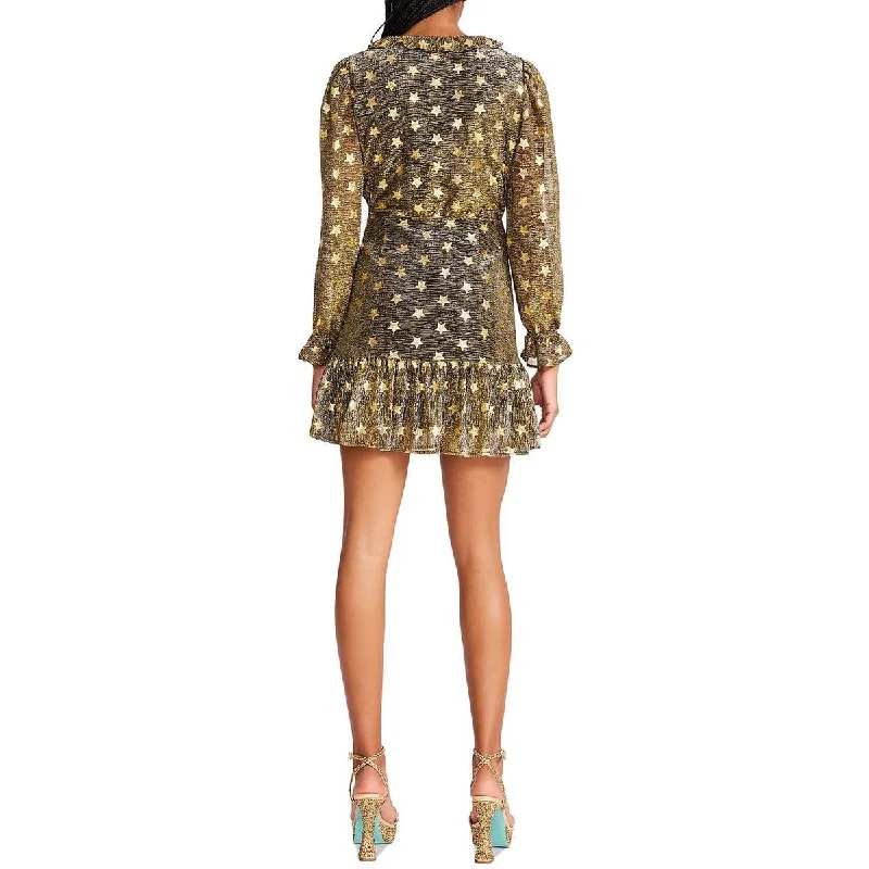Personalized Outfit Betsey Johnson Women's Faux Wrap Metallic Star Dress Yellow Size X-Large