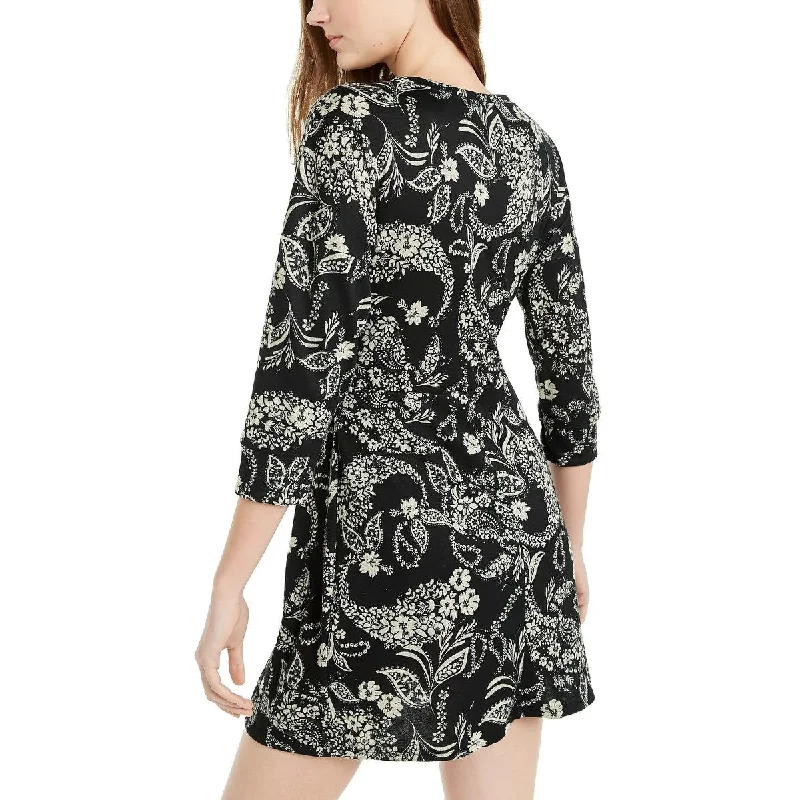 Elegant Wear Be Bop Women's Paisley Floral Fit & Flare Dress Black Size Xx-Small
