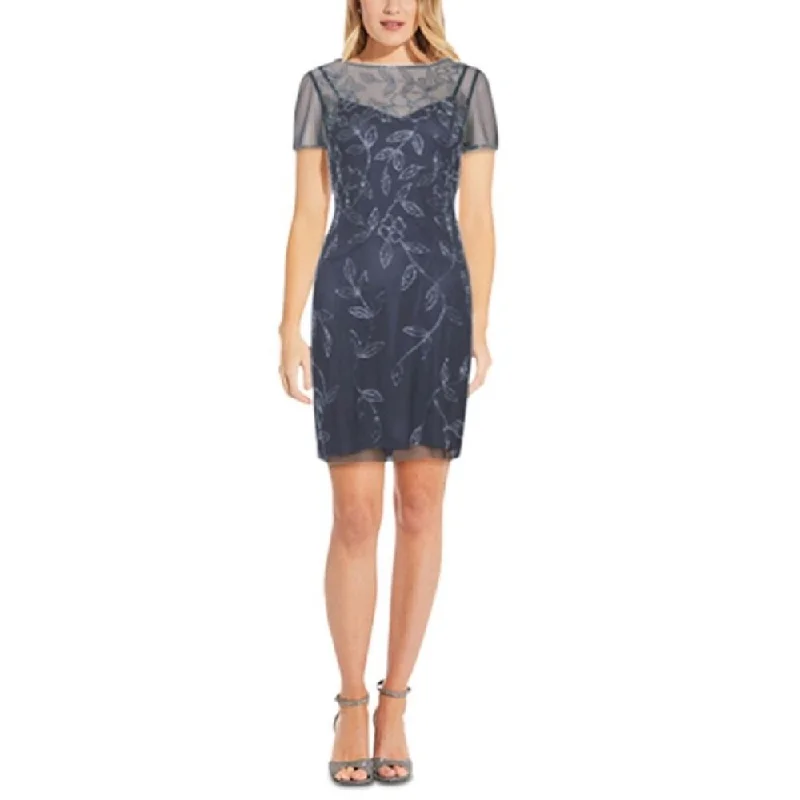 Fashion Trend Papell Studio Women's Embellished Boat Neck Dress Blue Size 10