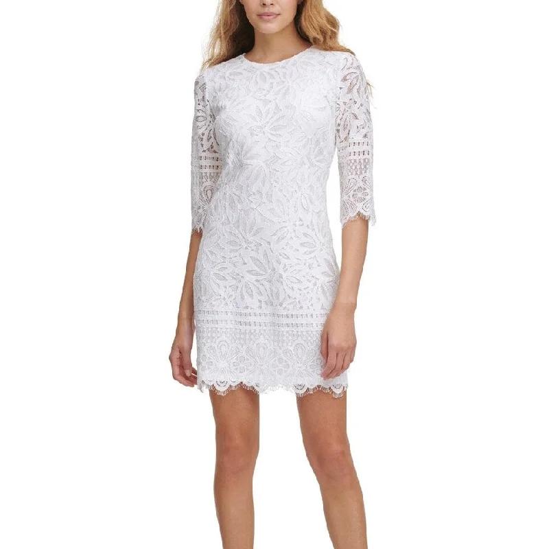 Comfortable Series Kensie Women's Lace Sheath Dress White Size 8
